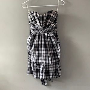 Strapless plaid dress